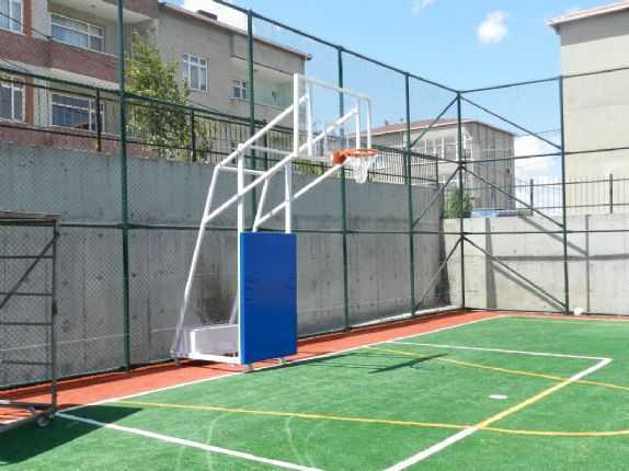 BASKETBOL POTASI DÖRT DİREKLİ TEKERLEKLİ FİBER POLİÜRETAN PANYALI 105X180CM